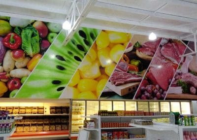 Vinil area de frutas y carnes