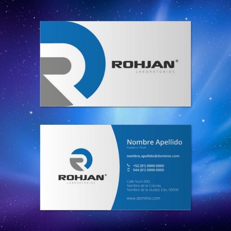 Diseño de logotipo para comercializadora Rohjan 2 Tarjeta de presentación Rohjan