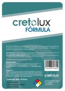 Diseño de etiqueta adhesiva para recubrimiento líquido para concreto CRETOLUX 9