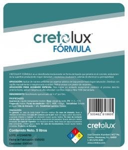 Diseño de etiqueta adhesiva para recubrimiento líquido para concreto CRETOLUX 2