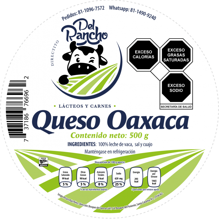 Etiqueta adhesiva para Queso Oaxaca