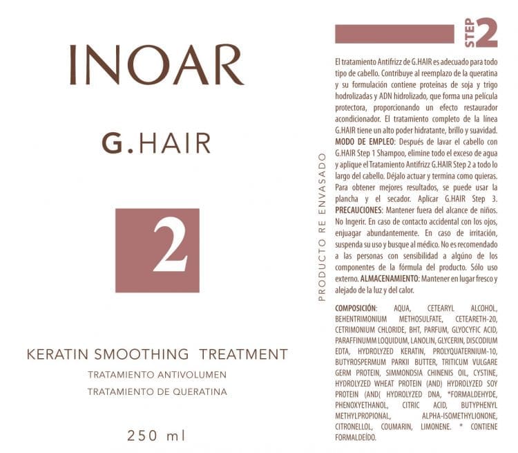 Diseño de etiqueta adhesiva para tratamiento del cabello INOAR 1