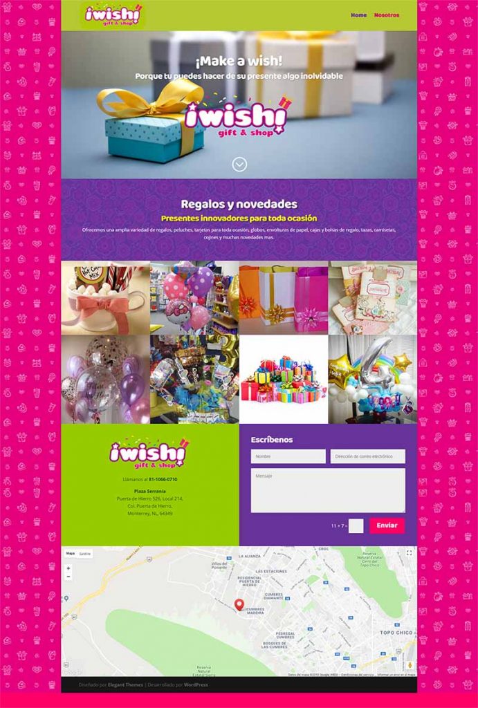 Diseño de página web para tienda de regalos