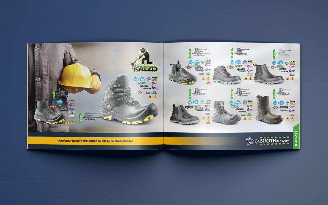 Diseño de catálogo para calzado industrial Boots Factory