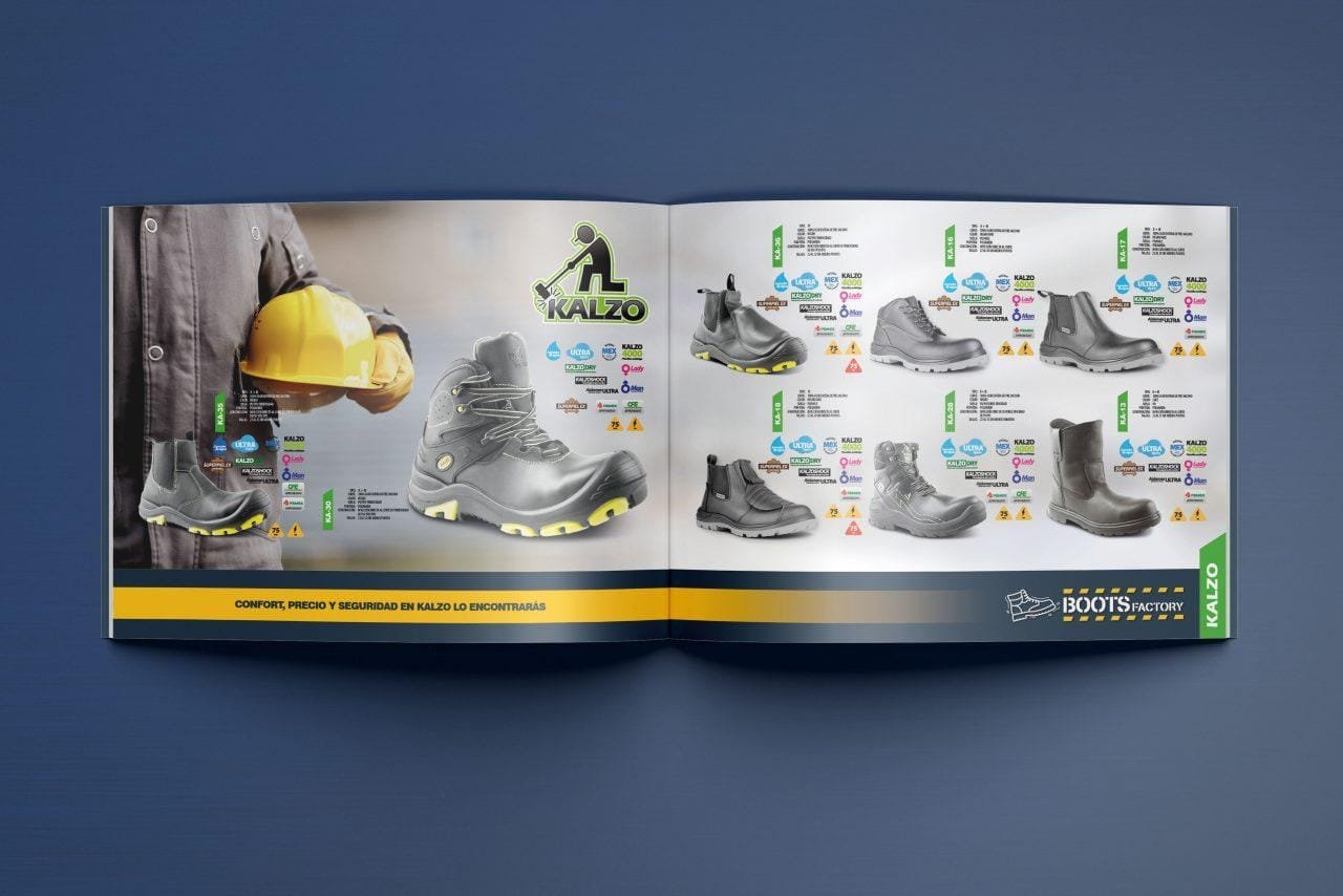 Diseño de catálogo para calzado industrial Boots Factory | LANDOIS Diseño
